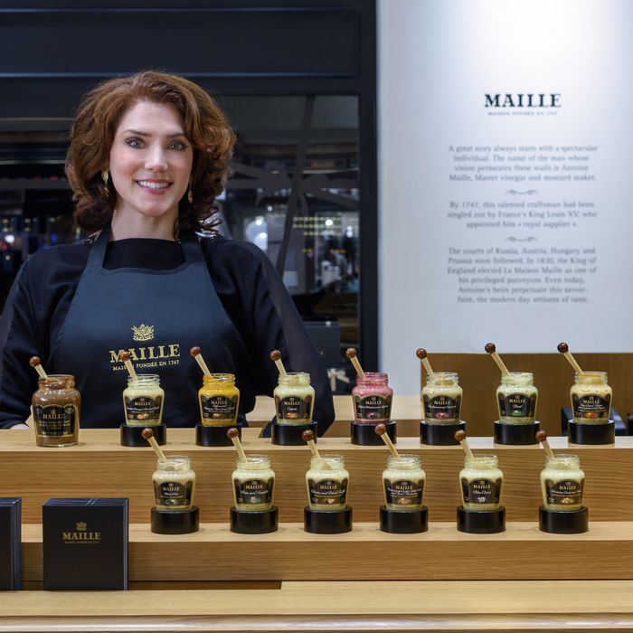 Pierette Huttner works at the new Maille store in Manhattan.
