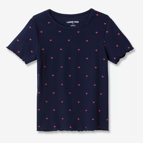 Lands' End Girls Short Sleeve Ribbed Knit Tee