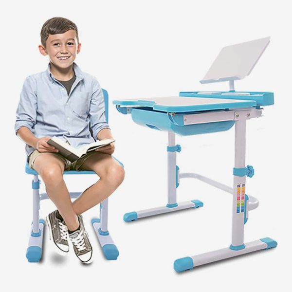 Q//S Kids Desk Adjustable Kids Desk School Desk Study Desk for Kids Desk and Chair Set Table:80x40cm