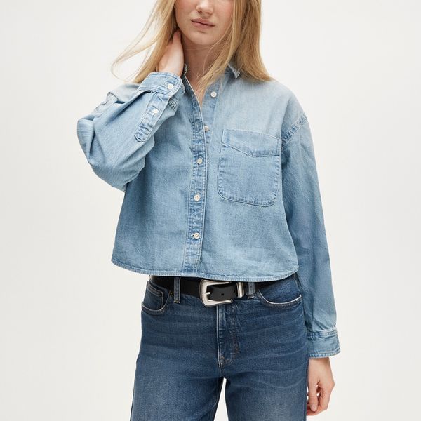 J.Crew Étienne Cropped Button-Up Shirt in Chambray