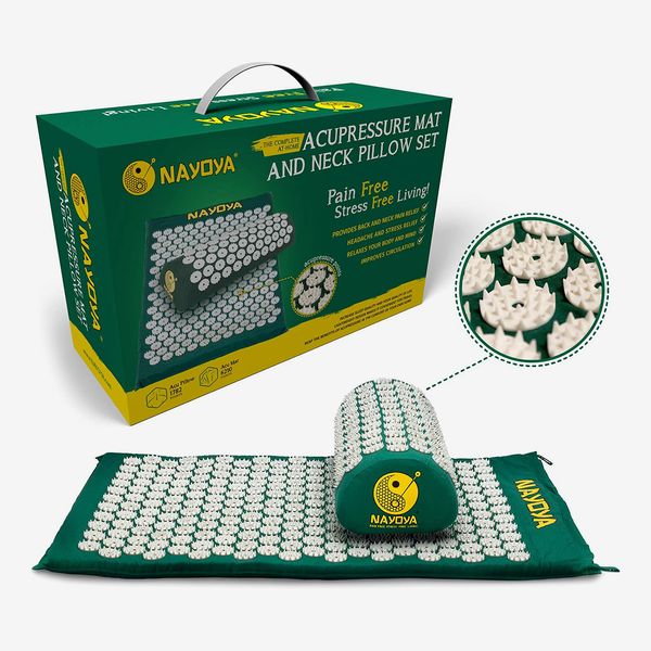 At Home Back and Neck Pain Relief - Acupressure Mat and Neck Pillow Set 