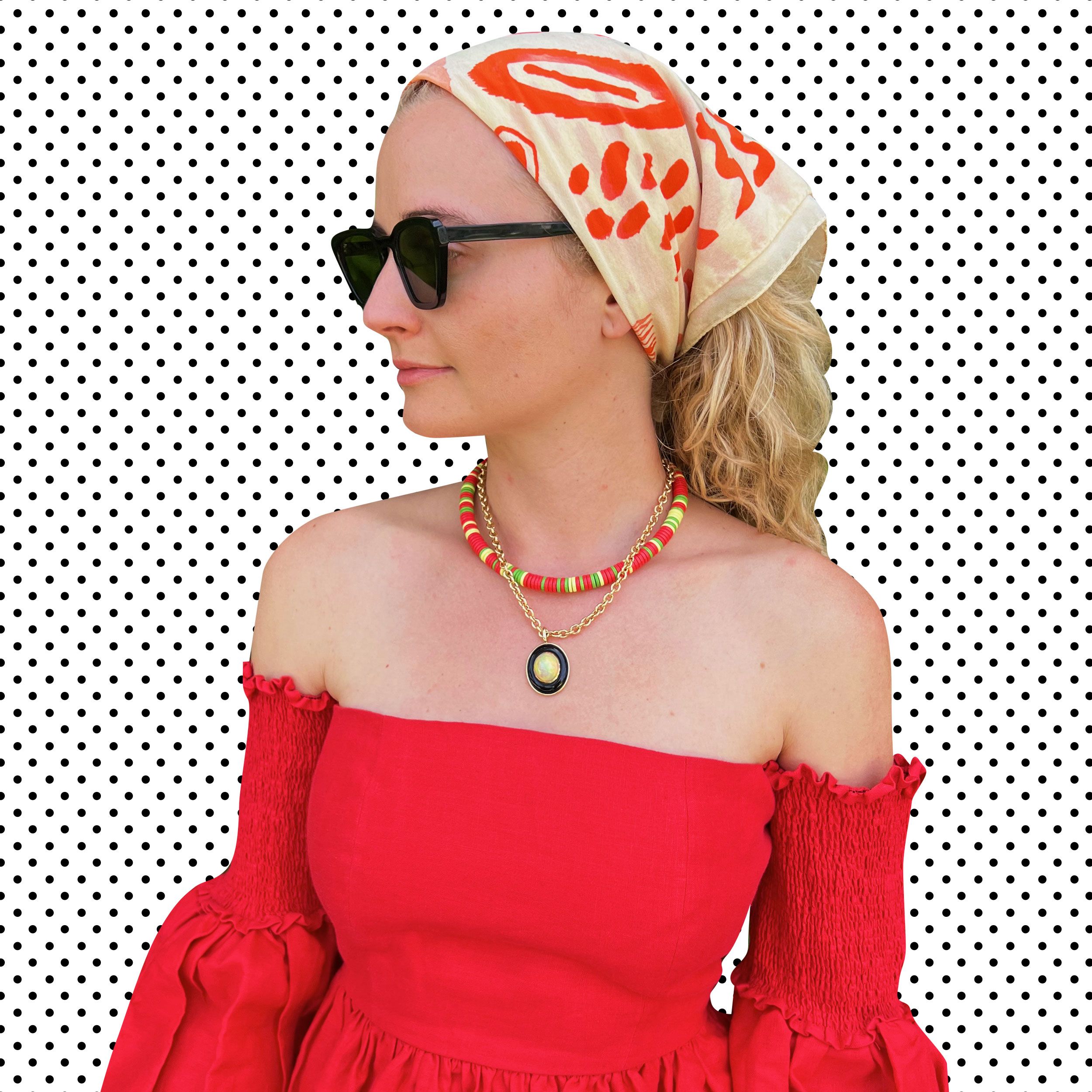 image  Head scarf outfit, Silk scarf style, Scarf styles