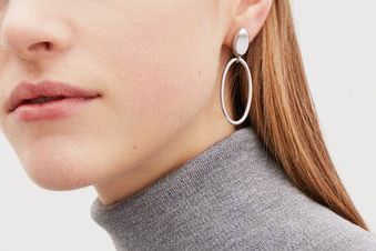 COS Smooth Oval-Shape Earrings in Silver