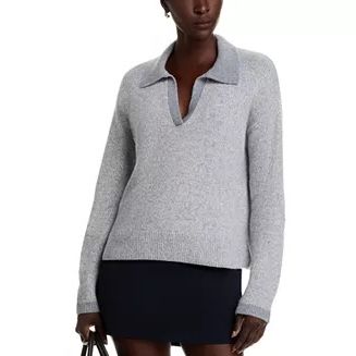 C by Bloomingdale's 100% Cashmere Polo Neck Long Sleeve Pullover