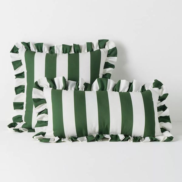 Maeve by Anthropologie Striped Ruffle Indoor/Outdoor Pillow