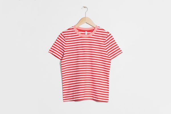 Contrast Neck Striped Tee