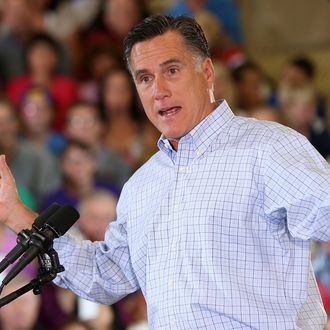 Republican presidential candidate and former Massachusetts Gov. Mitt Romney speaks during campaign event at the Jefferson County Fairgrounds on August 2, 2012 in Golden, Colorado. One day after returning from a six-day overseas trip to England, Israel and Poland, Mitt Romney is campaigning in Colorado before heading to Nevada. 