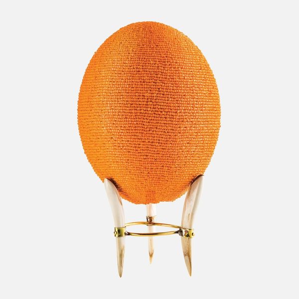 54kibo Orange Beaded Ostrich Egg Decor