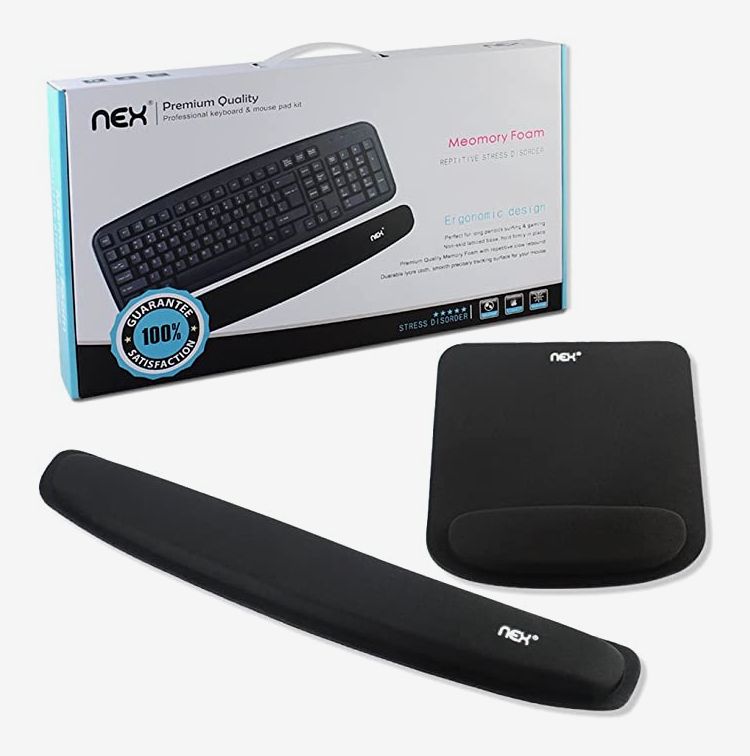 Carpal Tunnel and Eases Forearm Discomfort. Ergonomic Wrist Rest for Computer Mouse & Keyboard 2pc Desk Set Helps Relieve Pain of Tendinitis 