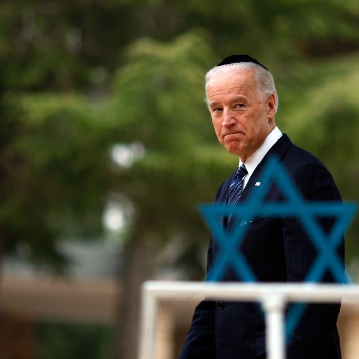 US Vice President Joseph Biden and his wife Dr. Jill Biden (unseen) walk in the cemetery on Mt. Herzel in Jerusalem on March 9, 2010. 