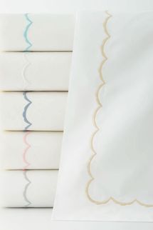 Matouk Scallop Embroidered 350 Thread Count Flat Sheet