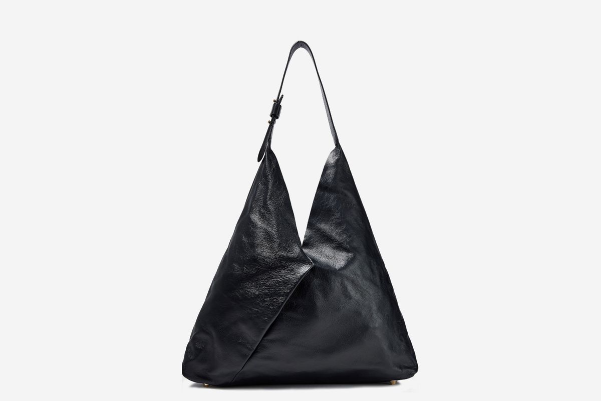 black leather over the shoulder bag