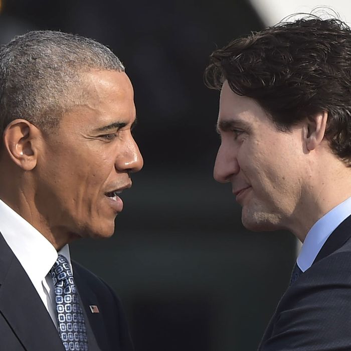 Justin Trudeau and Barack Obama discuss how beautiful you look today.