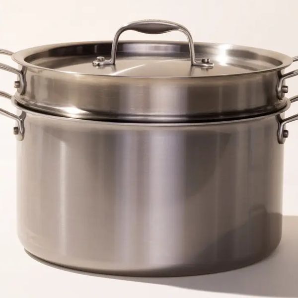 Tri-Ply Stainless Steel Saucepan with Glass Strainer Lid, Two Side Spouts,  Er