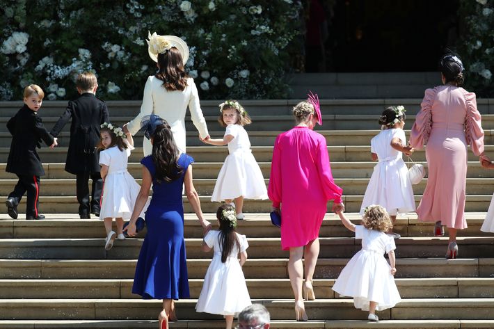 Moms escorting their kids at the royal wedding.