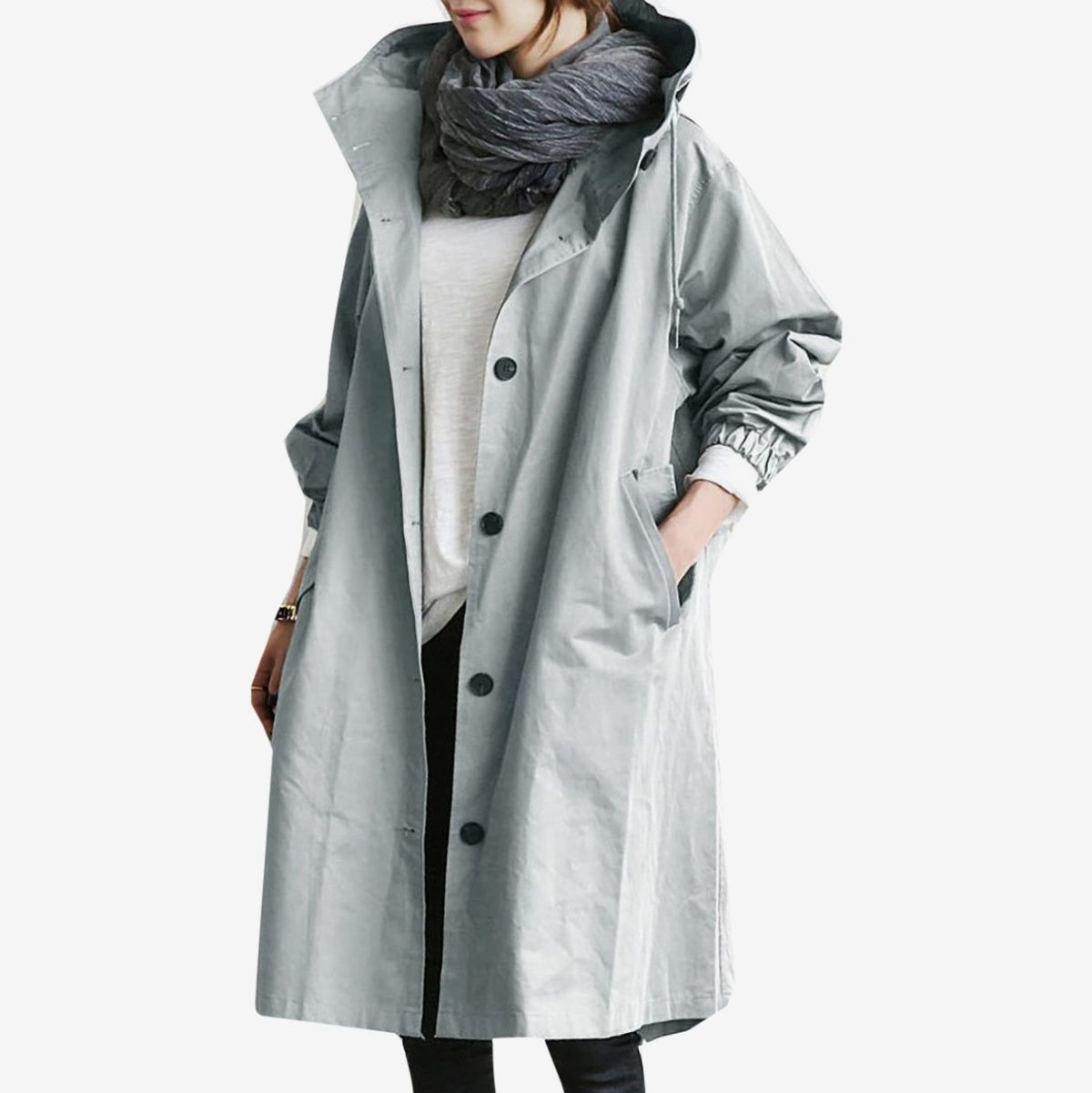 Womens Waterproof Jacket Trench Coat Slim Long Raincoat For Outdoor Rain Hoodies
