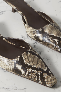 St. Agni Mira Snake-Effect Leather Mules