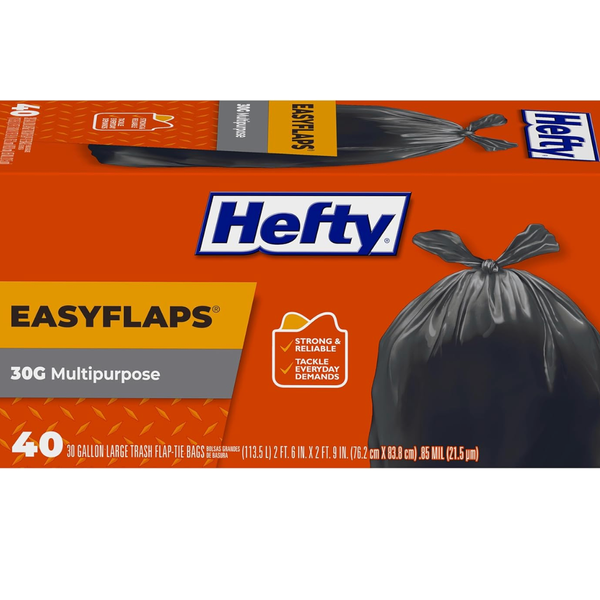 Hefty Easy Flaps Multipurpose Large Trash Bags, Unscented