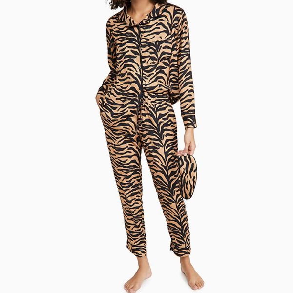 Plush Women's Silky Tiger Pajama + Eyemask Set