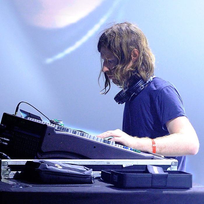 PARIS, FRANCE - OCTOBER 28: Aphex Twin performs on stage during day one of the Pitchfork Music Festival at the Grande Halle de La Villette on October 28, 2011 in Paris, France. (Photo by Kristy Sparow/Getty Images)