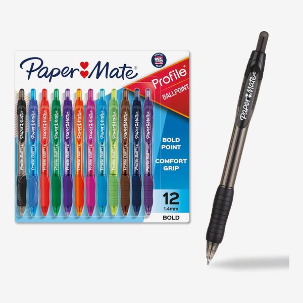 Paper Mate Profile Retractable Ballpoint Pens, Bold Point (1.4mm), Assorted Colors, 12 Count