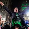 Eagles fans celebrating in Philly.