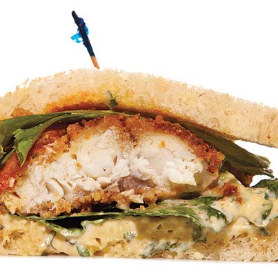 160 Prince St., nr. W. Broadway; 646-556-7720; and 200 Church St., at Thomas St.; 212-309-7555  Maury Rubin bakes what should be fried. Falafel for one. Catfish for another—this fillet is generously coated in corn-bread crumbs, crowned with lettuce, and dressed with plenty of sweet housemade mayo spiked with paprika and basil. Half-baked? Hardly.