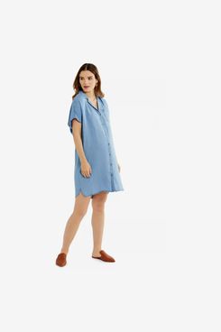 A Pea in the Pod Chambray Button Front Maternity Dress