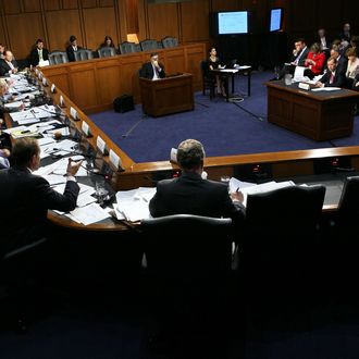 WASHINGTON, DC - SEPTEMBER 13: Congressional Budget Office Director Douglas Elmendorf testifies during a hearing before the Joint Deficit Reduction Committee, also known as the supercommittee, September 13, 2011 on Capitol Hill in Washington, DC. The committee heard from Elmendorf on 