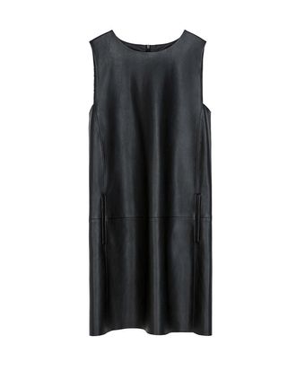 zara black faux leather dress