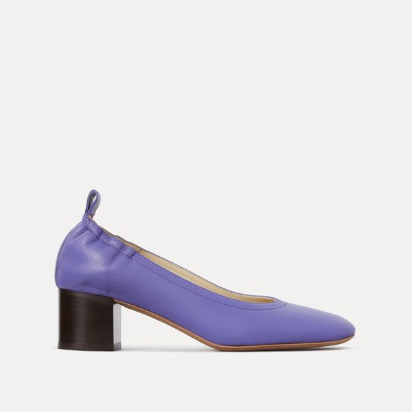 Everlane Day Heel, Violet Stacked A block heeled purple shoe with an elastic trim at the back for a comfortable fit and a pointed toe. The Strategist - 48 Things on Sale You’ll Actually Want to Buy: From Sunday Riley to Patagonia