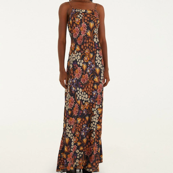 Farm Rio Black Lili Slip Maxi Dress
