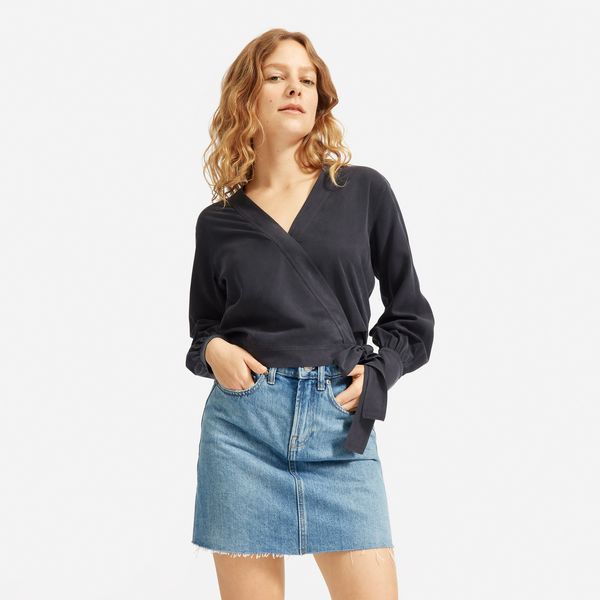 Everlane The Washable-Silk Wrap Top
