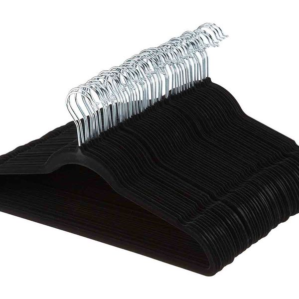 AmazonBasics Velvet Suit Hangers, 50-Pack, Black