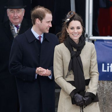 TREADDUR, WALES - FEBRUARY 24:  Prince William and Kate Middleton wave to the crowds after officially launching the new RNLI’s  lifeboat ‘Hereford Endeavour’ at Trearddur Bay, Anglesey on February 24, 2011 in Trearddur, Wales. The newly engaged couple named the Trearddur Bay Lifeboat Station’s new RNLI Atlantic 85 type inshore lifeboat the ‘Hereford Endeavour’. The vessel was launched during the naming ceremony and the crew demonstrated some of her rescue capabilities. The country is gearing up for the much anticipated wedding of the couple scheduled to take place on April 29, 2011 at Westminster Abbey in London.  (Photo by Christopher Furlong/Getty Images) *** Local Caption *** Prince William;Kate Middleton