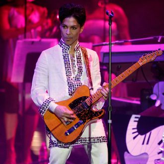 Prince performs during day 2 of the Coachella Valley Music And Arts Festival on April 26, 2008 in Indio, California.