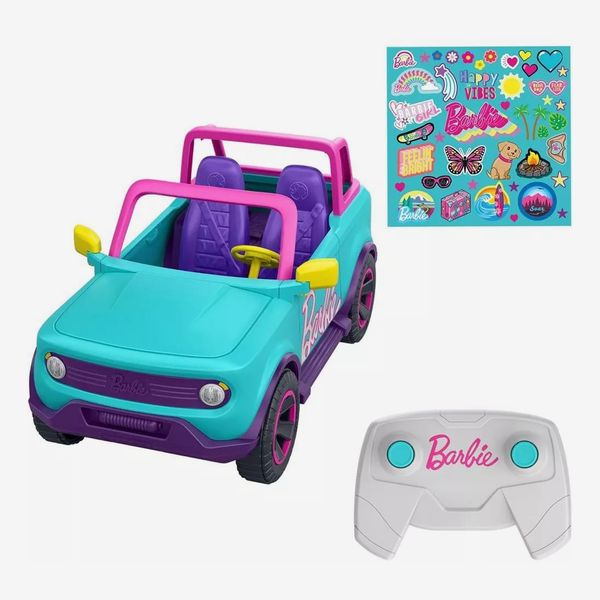 Hot Wheels Barbie RC Suv & Stickers, Battery-Powered Toy Truck