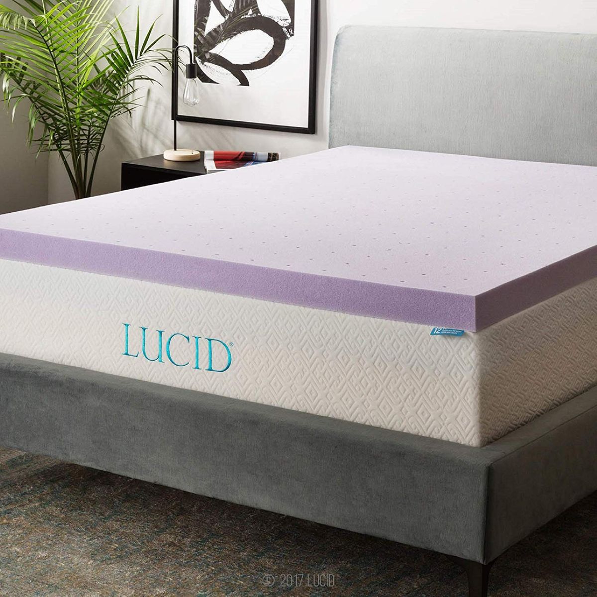 LUCID 3 Inch Lavender Infused Memory Foam Mattress Topper