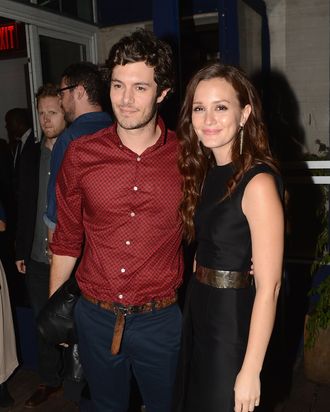 NEW YORK, NY - SEPTEMBER 14: Adam Brody and Leighton Meester attend The Cinema Society with The Hollywood Reporter & Samsung Galaxy S III host a screening of 