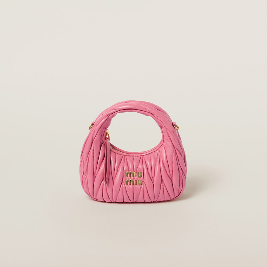 Wander Matelassé Nappa Leather Hobo Mini-Bag in Begonia Pink