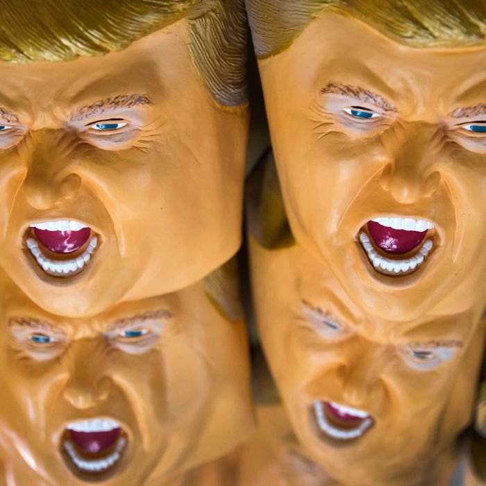 Rubber Masks Of Hilary Clinton And Donald Trump Manufactured In Japan