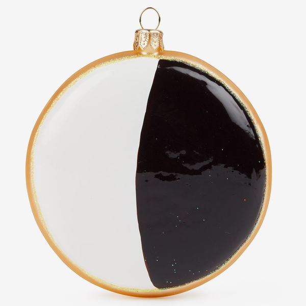 MoMA Design Store NYC Glass Holiday Black and White Cookie Ornament