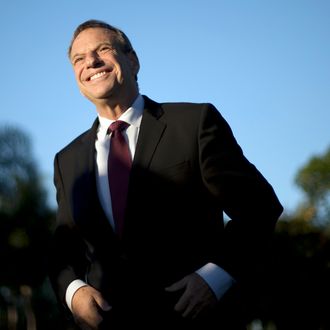 FILE - This Nov. 7, 2012 file photo shows San Diego Mayor Bob Filner smiling during a news conference at a park in San Diego. A prominent onetime supporter of Mayor Filner is calling for him to resign after less than a year in office amid allegations that he sexually harassed women. (AP Photo/Gregory Bull, File)