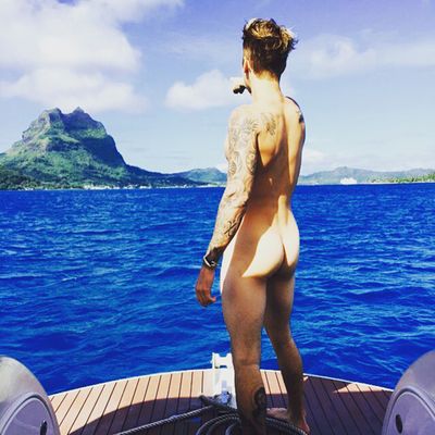 A naked man named Justin Bieber.