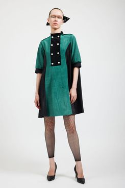 Batsheva Beray Coat Dress in Ocean Moiré