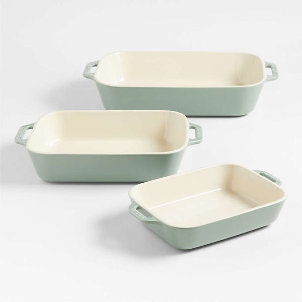 Staub 3-Piece Eucalyptus Green Ceramic Baking Dish Set