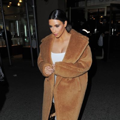 Kim Kardashian apparently stole someone's plush bathrobe.