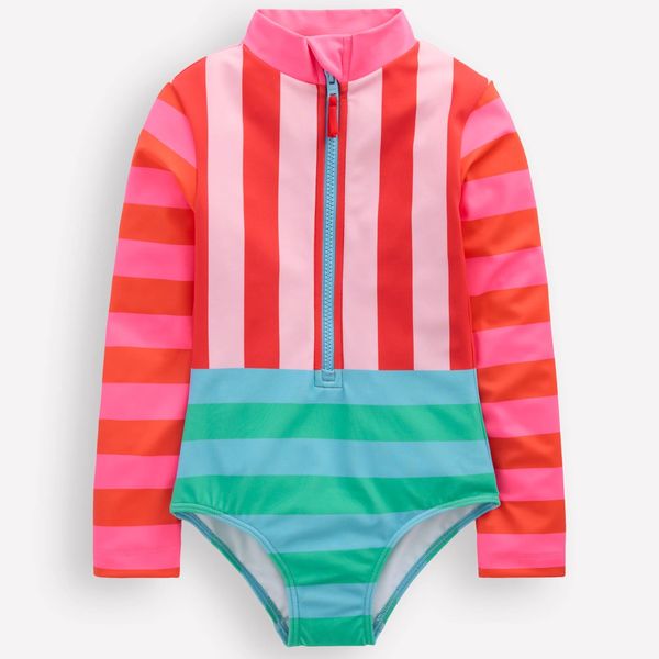 Boden Long-sleeved Swimsuit Multi Hotchpotch Stripe