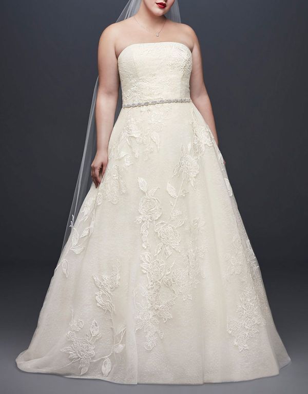 Rose Lace Plus Size Ball Gown Wedding Dress