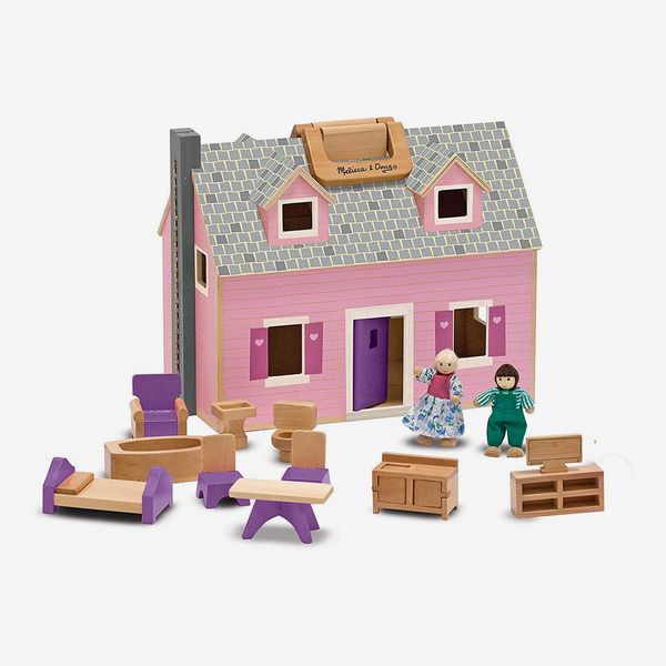 Melissa & Doug Wooden Fold & Go Dollhouse